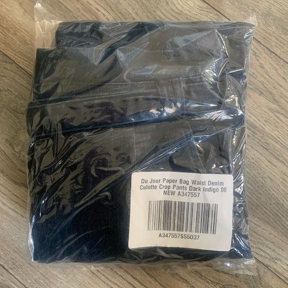 NWT DU JOUR BAG WAIST DENIM CULOTTE CROP PANTS DARK INDIGO 00 - Picture 4 of 6